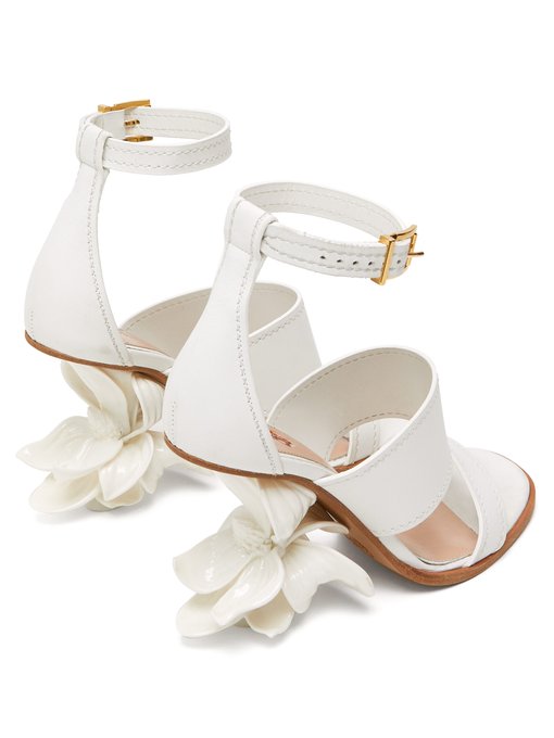 Floral-heel leather sandals | Alexander 
