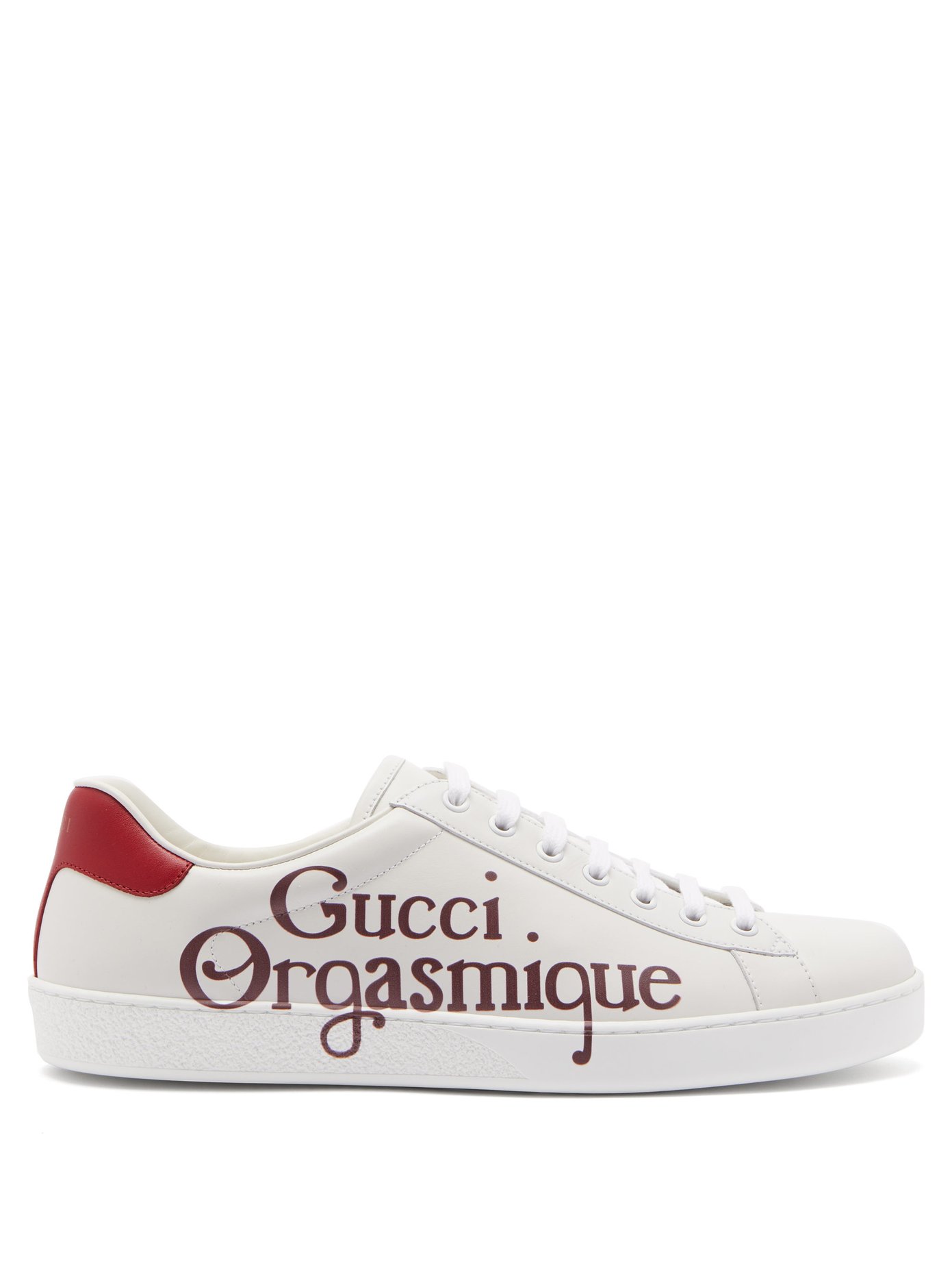 Orgasmique-print leather trainers 