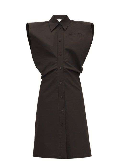 black sleeveless shirt dress