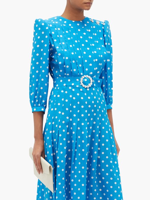 pleated polka dot dress