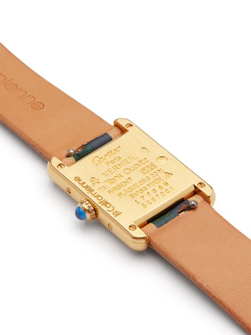 cartier vermeil 18k gold mens vintage watch