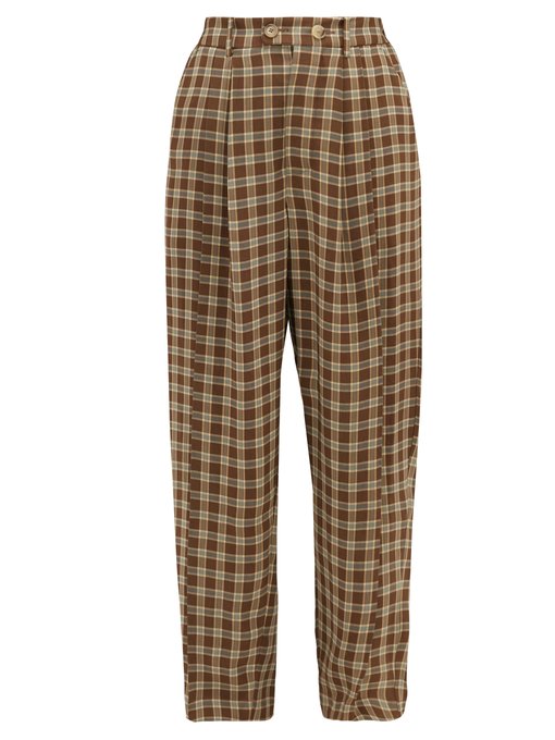 Checked tailored twill wide-leg trousers | Zanini | MATCHESFASHION US