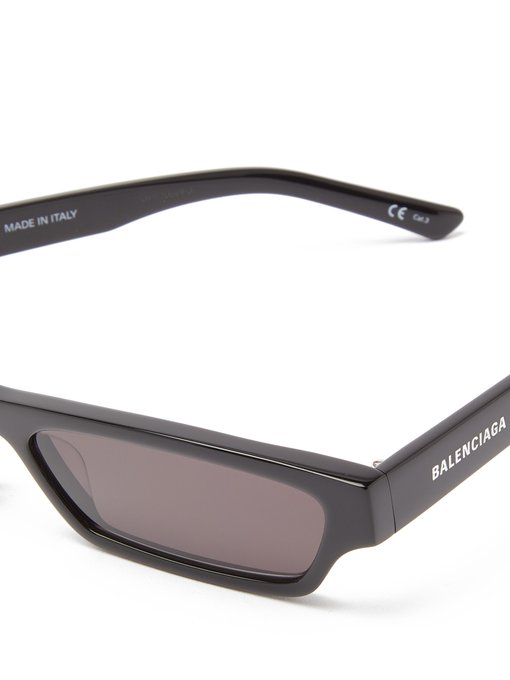 balenciaga black thin rectangular sunglasses