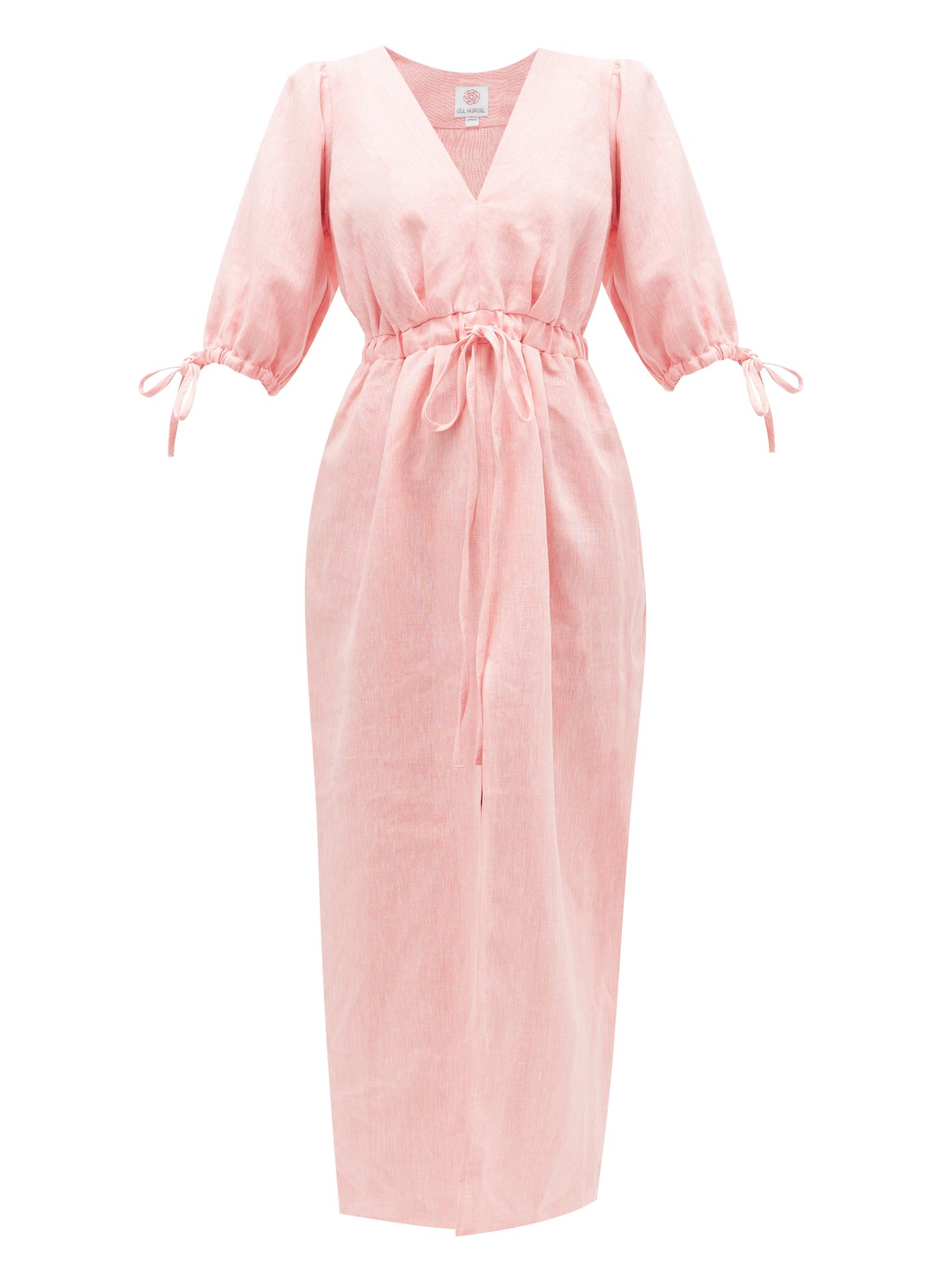 pink linen dress