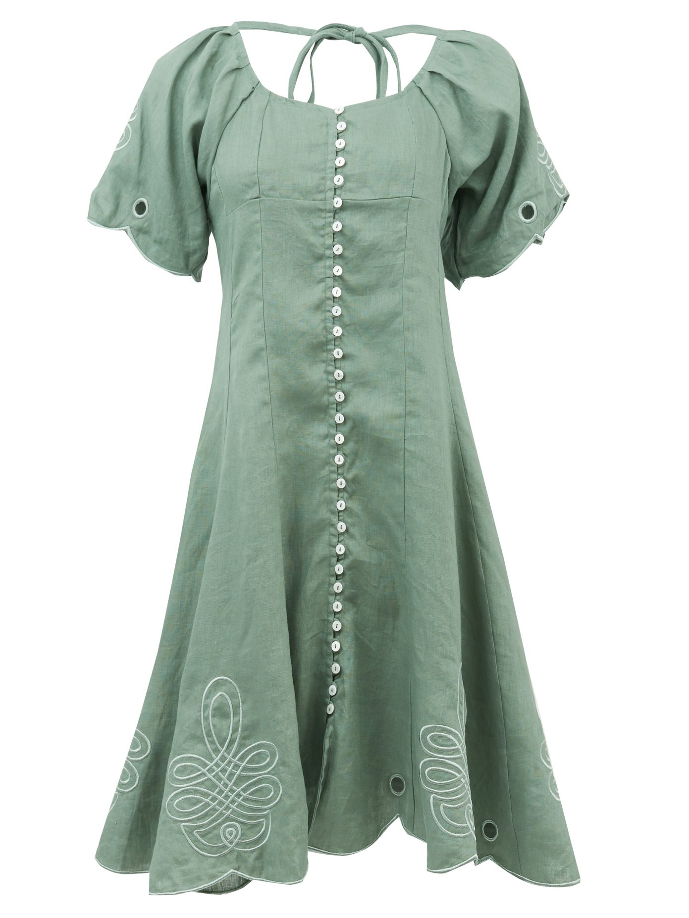 green linen dress