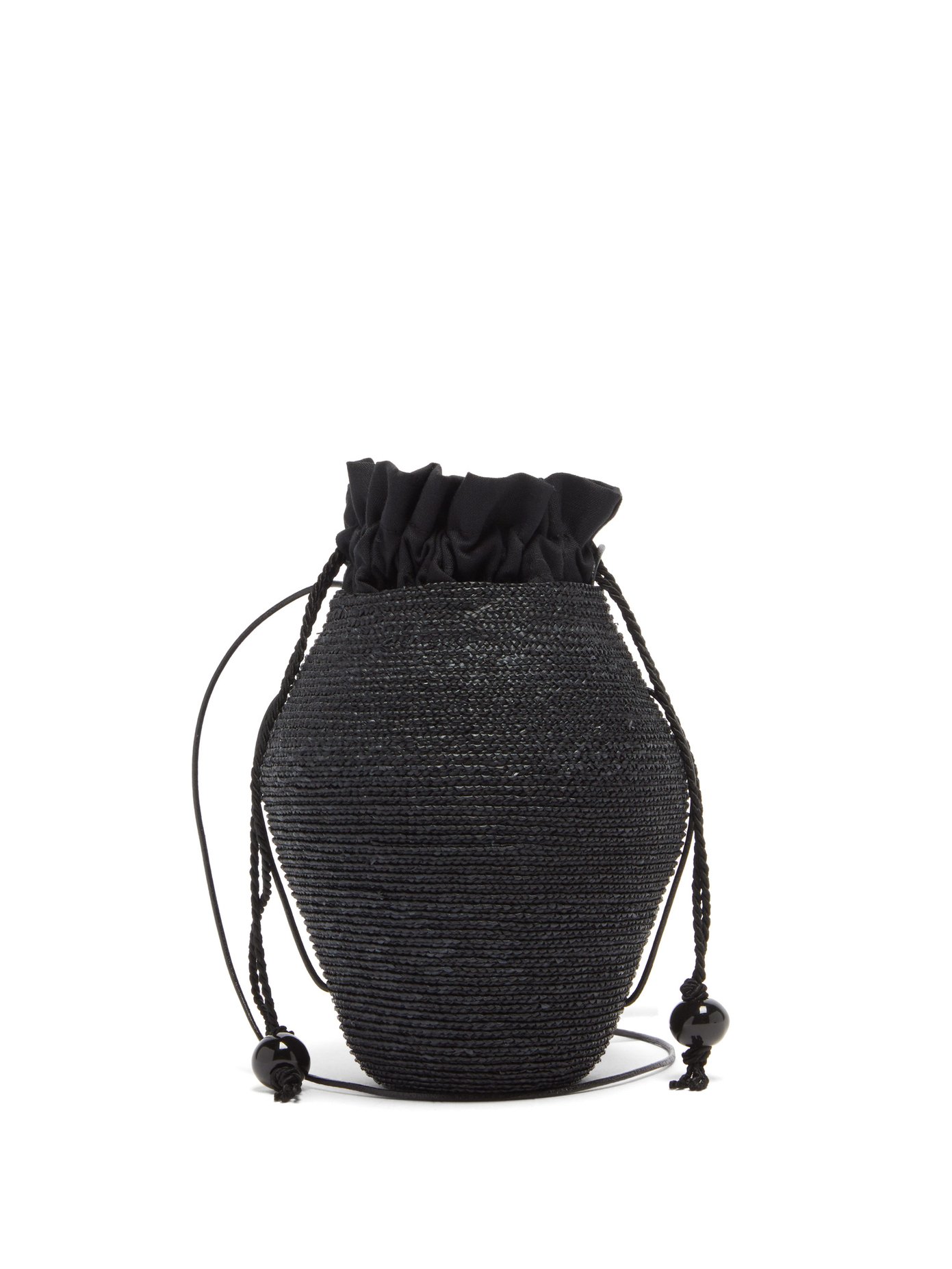 straw drawstring bag