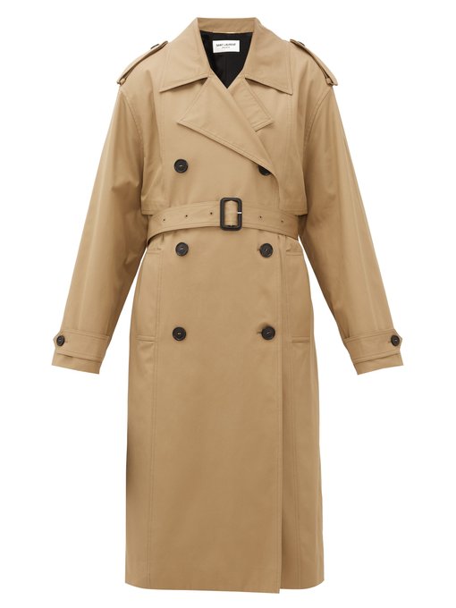 Exaggerated-collar cotton trench coat | Saint Laurent | MATCHESFASHION US