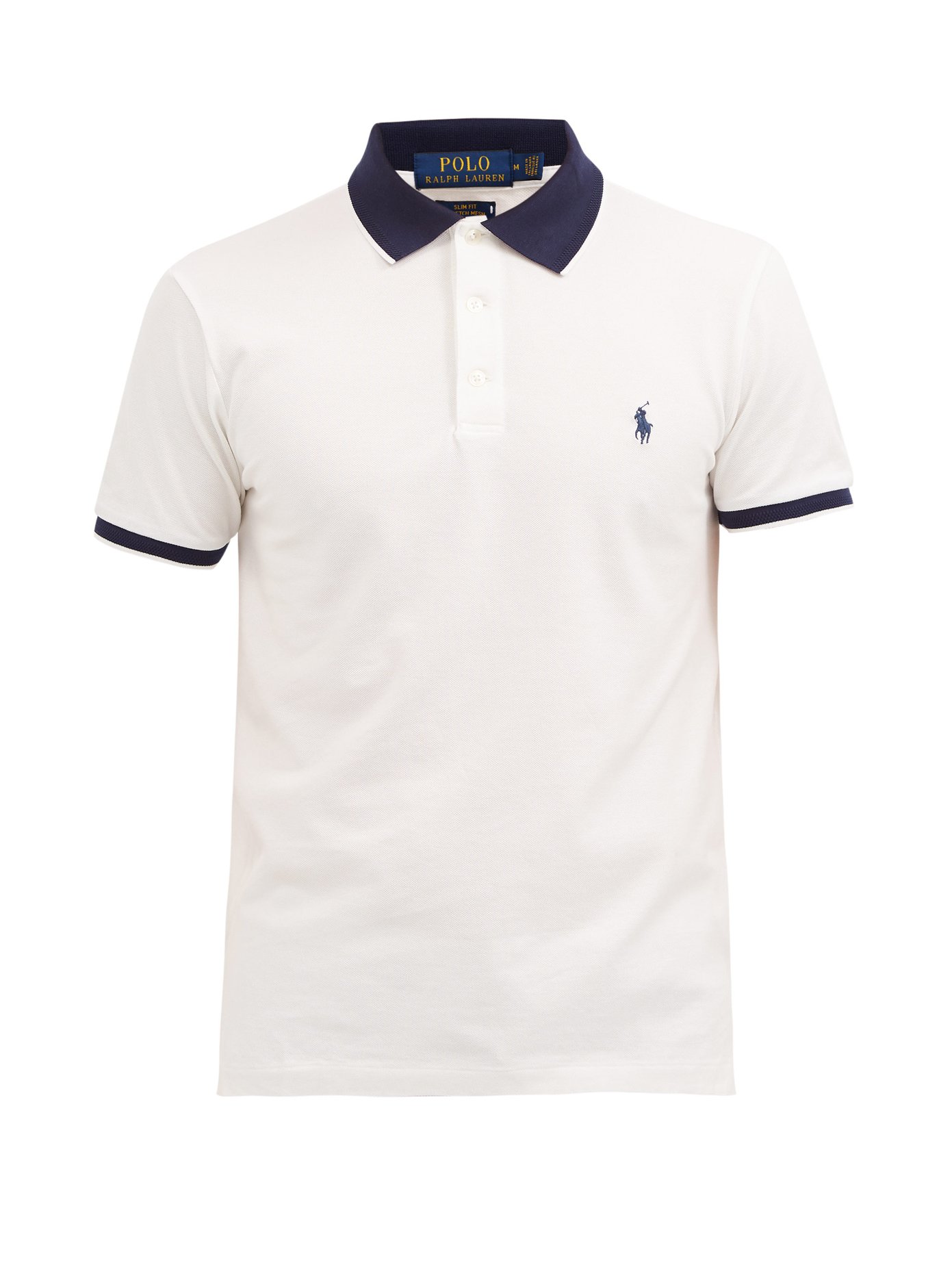 Contrast-collar cotton-blend polo shirt 