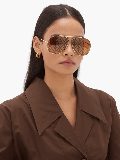 FF-print aviator metal sunglasses 