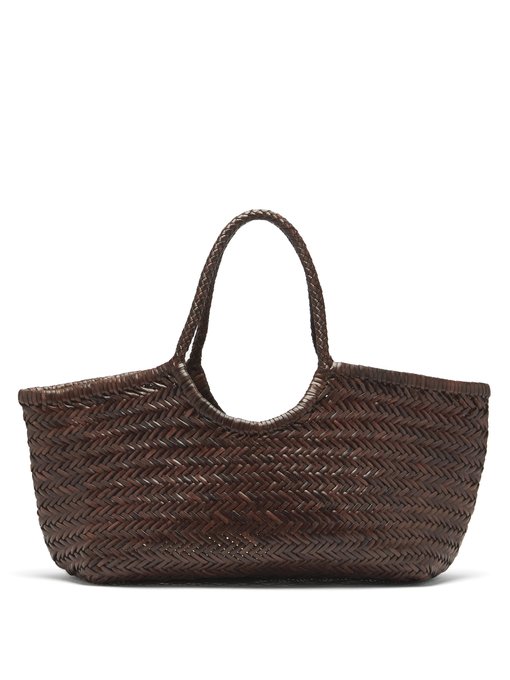 woven leather basket bag