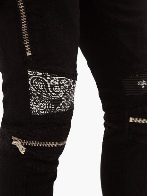 amiri black bandana jeans