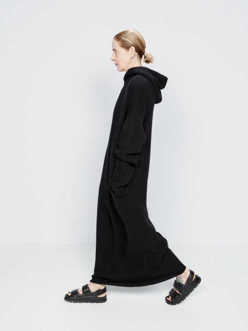 Raey Hooded knitted maxi cashmere dress