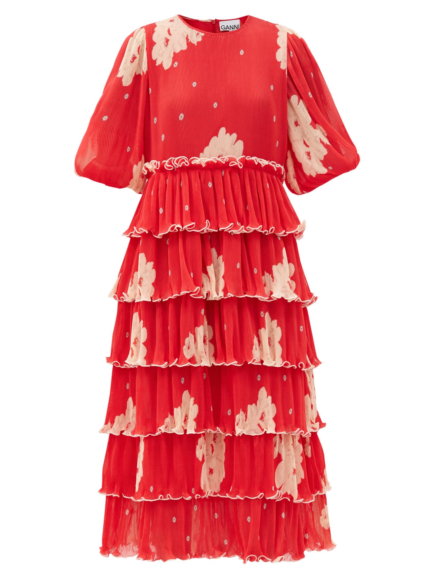 red ganni dress