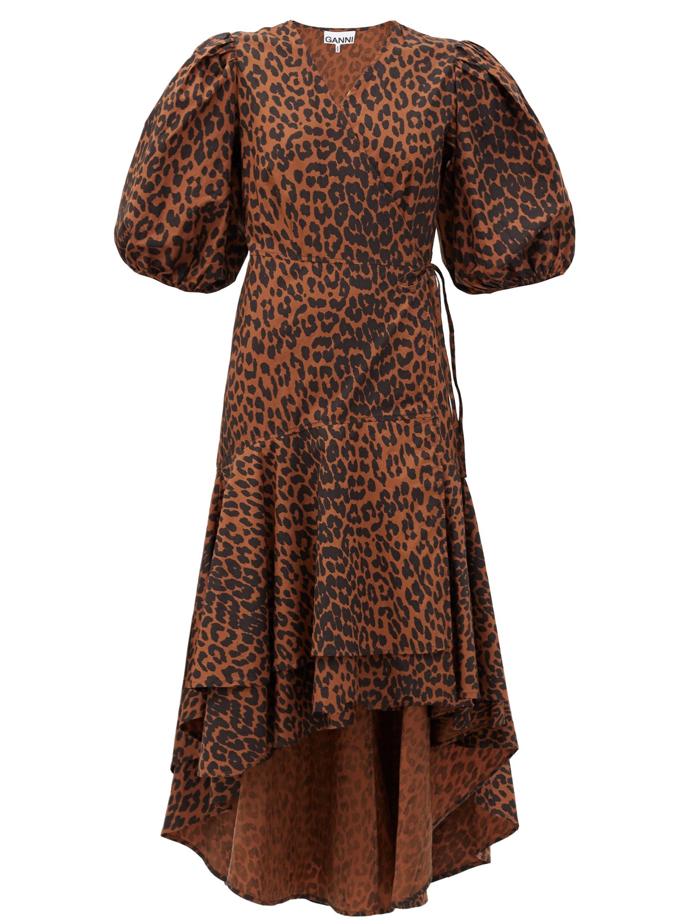puff sleeve leopard dress