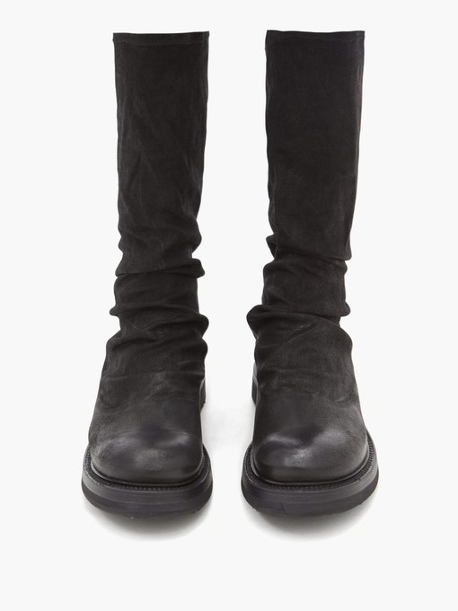 stretch calf leather boots