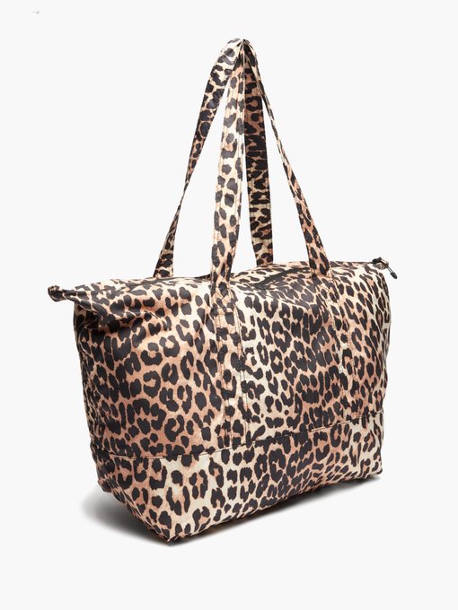 Leopard-print recycled-shell tote bag | Ganni | MATCHESFASHION UK