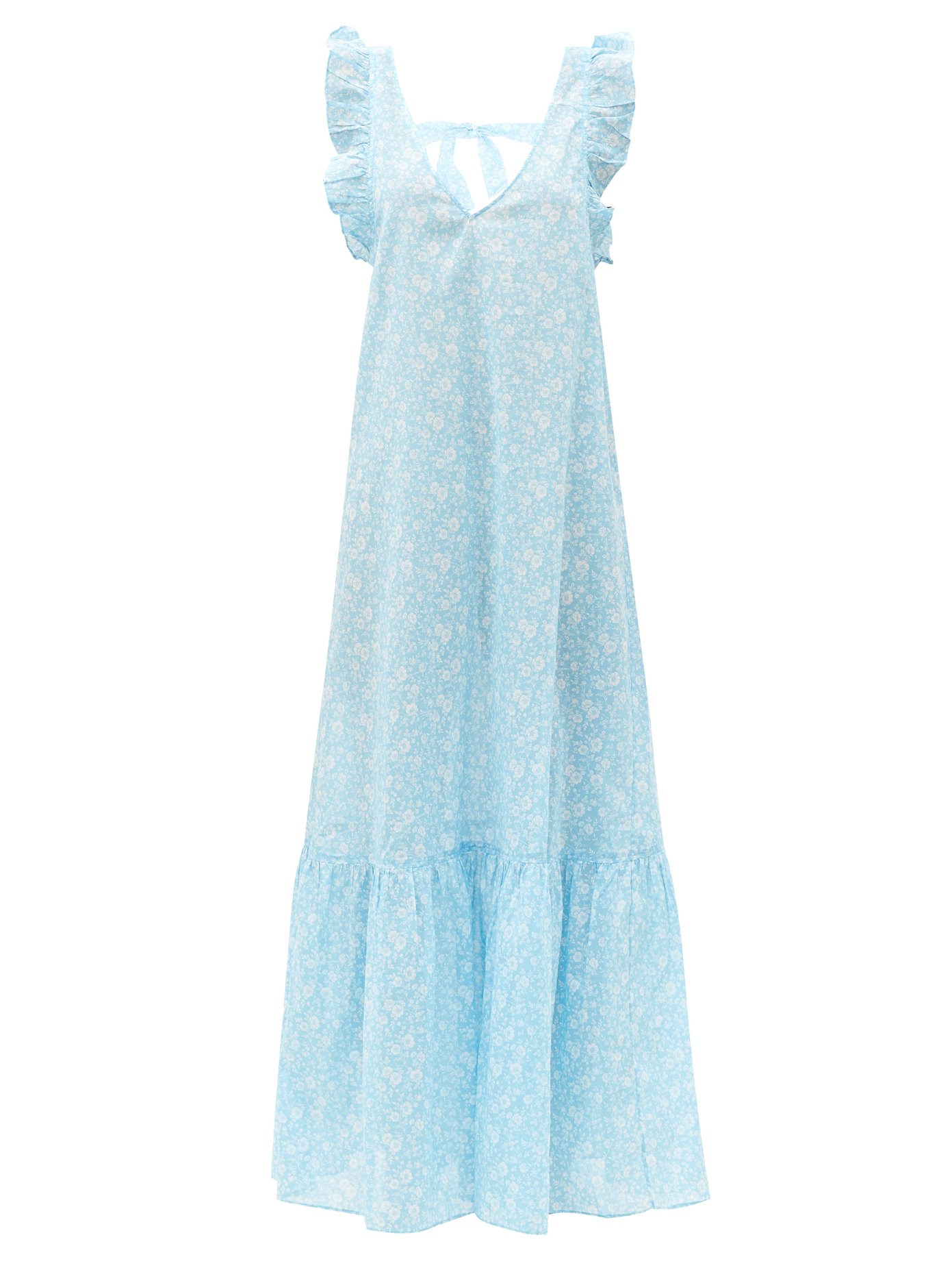 ganni blue floral dress