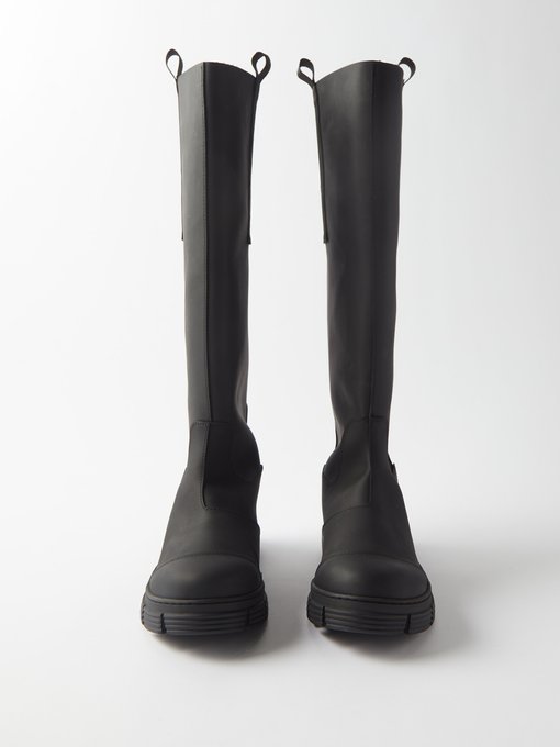Chunky recycled-rubber knee-high boots 