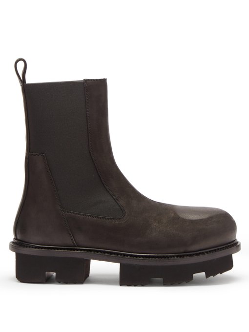 Bozo Megatooth scratched-leather Chelsea boots | Rick Owens ...