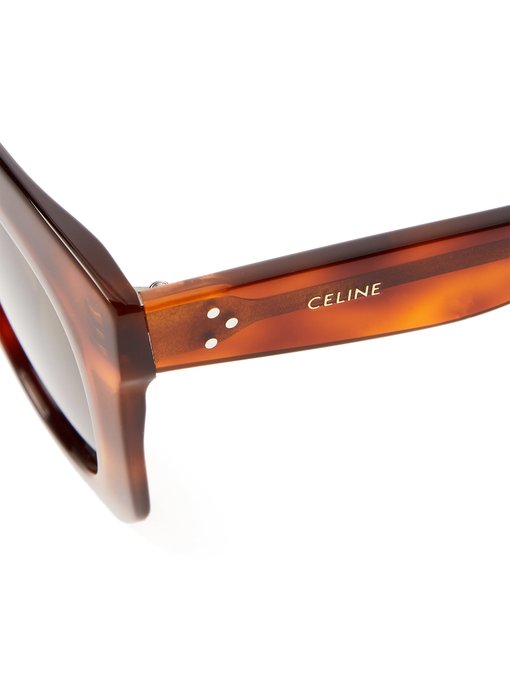 Oversized Round Tortoiseshell Acetate Sunglasses Celine Eyewear