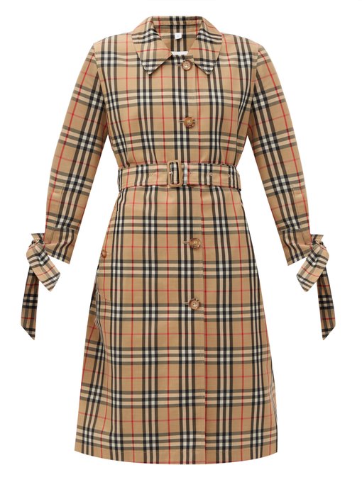 Claygate Vintage-check gabardine trench 