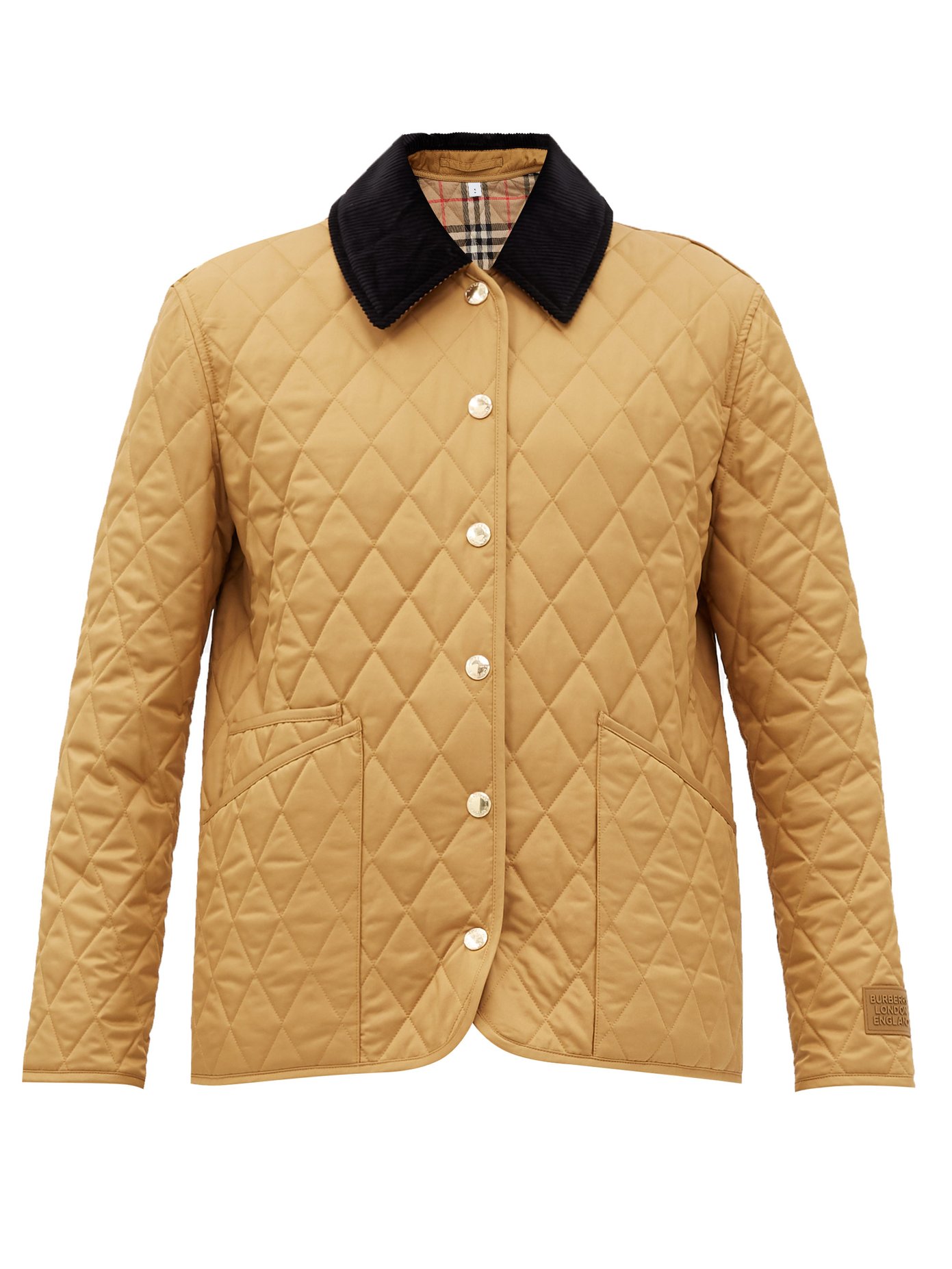 corduroy-trimmed quilted jacket 
