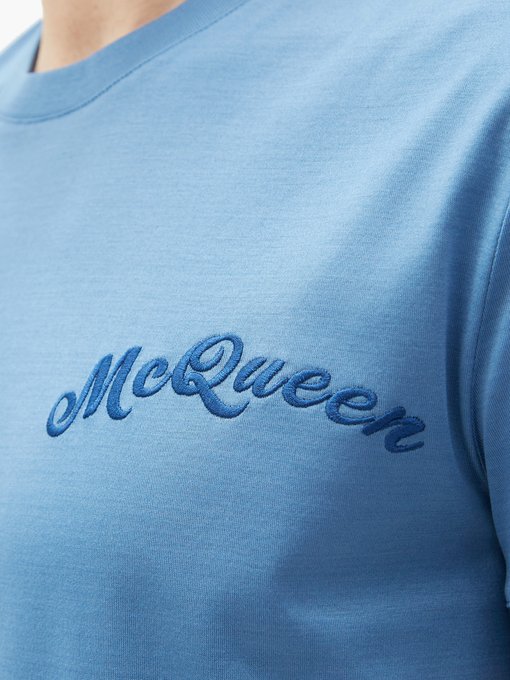 Logo Embroidered Cotton Jersey T Shirt Alexander Mcqueen Matchesfashion Uk