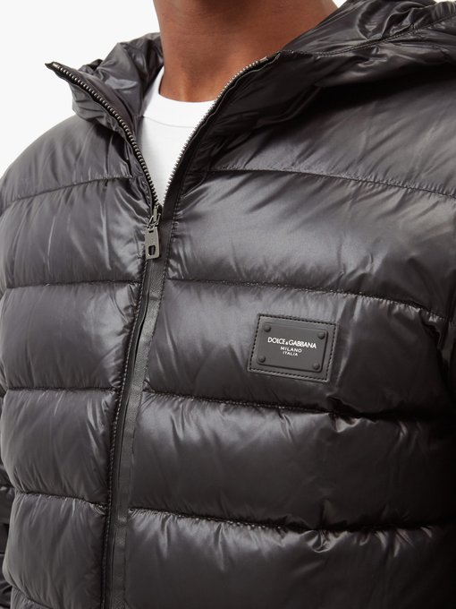 Logo-plaque quilted-shell down jacket 