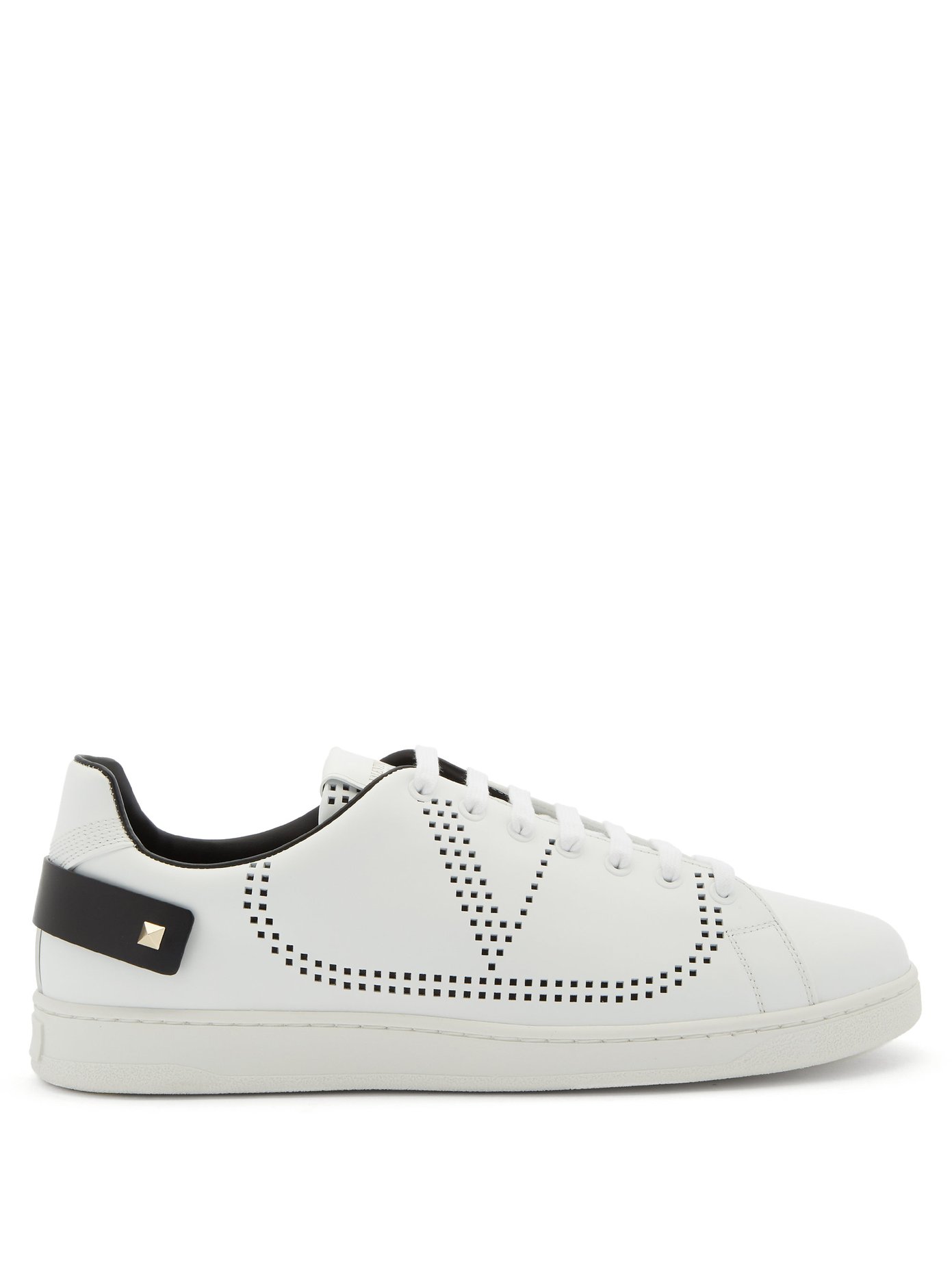 Perforated-logo leather trainers 