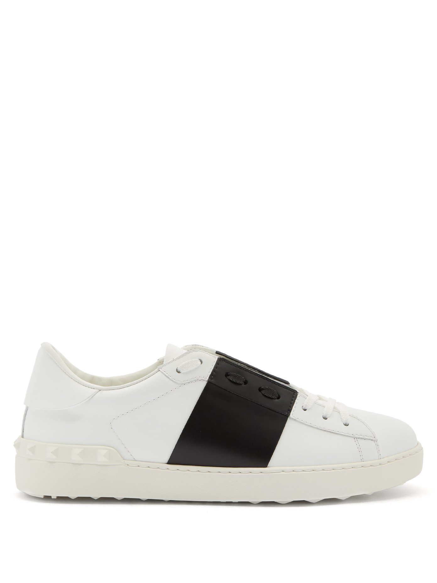Open stripe-panel leather trainers 