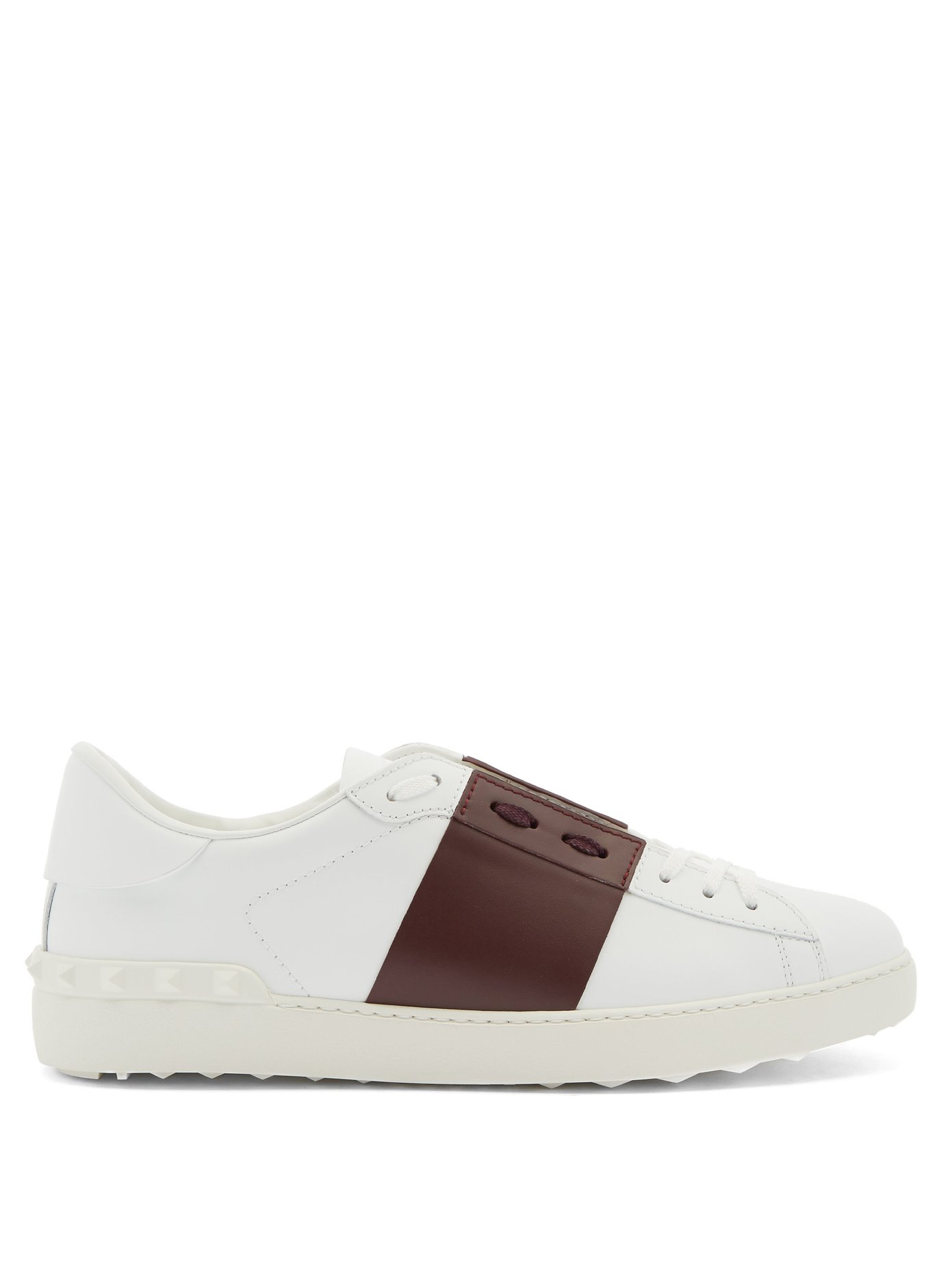 Open stripe-panel leather trainers 