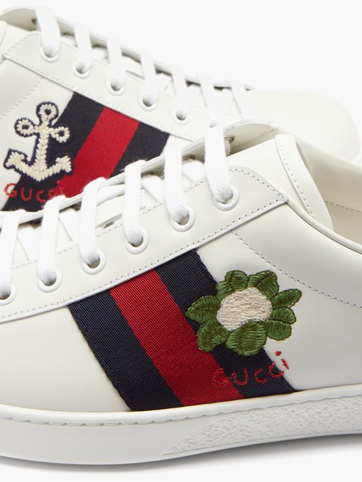 gucci embroidered trainers