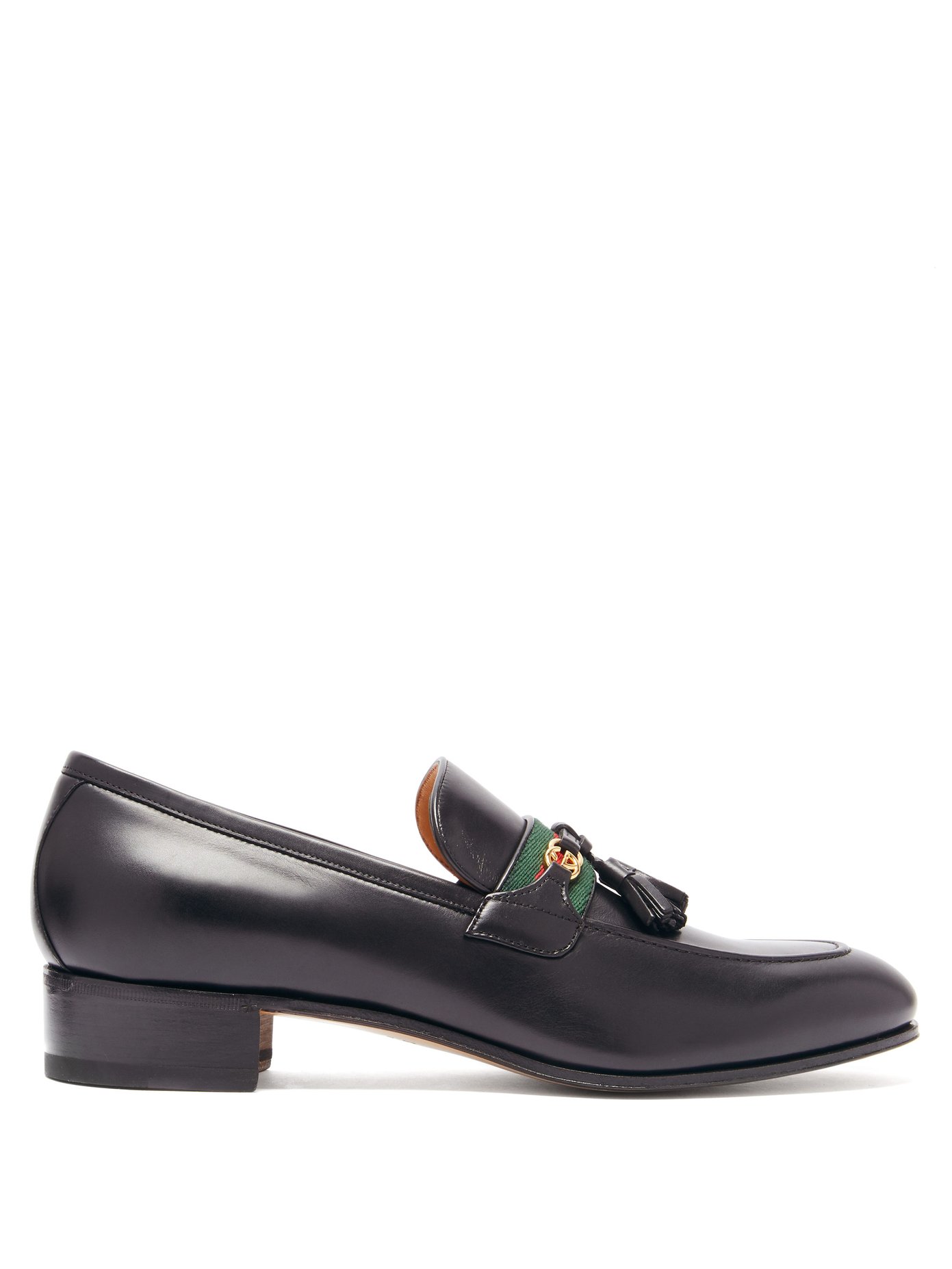 gucci leather loafer with gg web