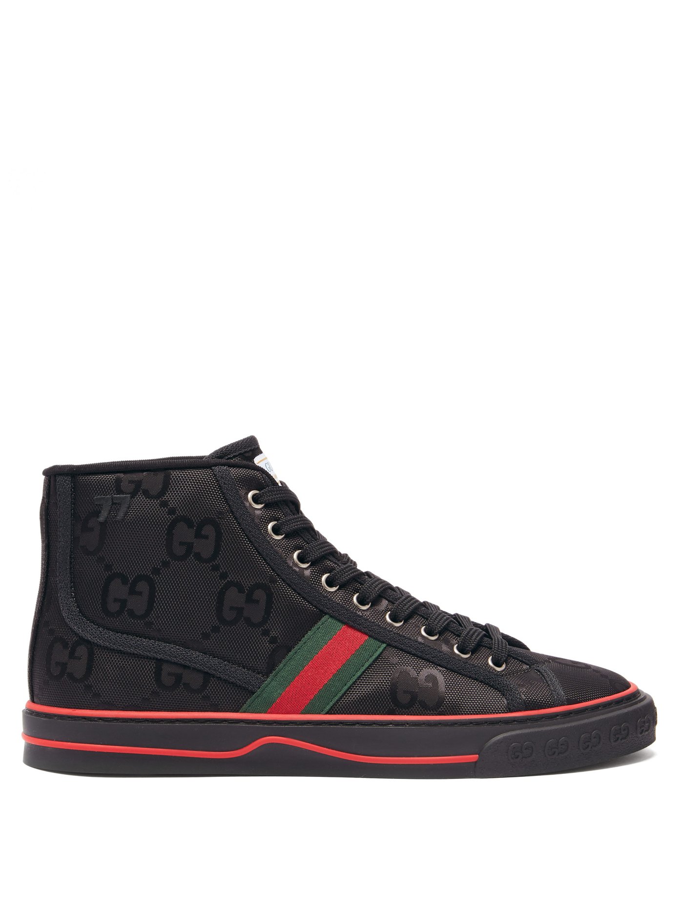 Web-stripe canvas high-top trainers 