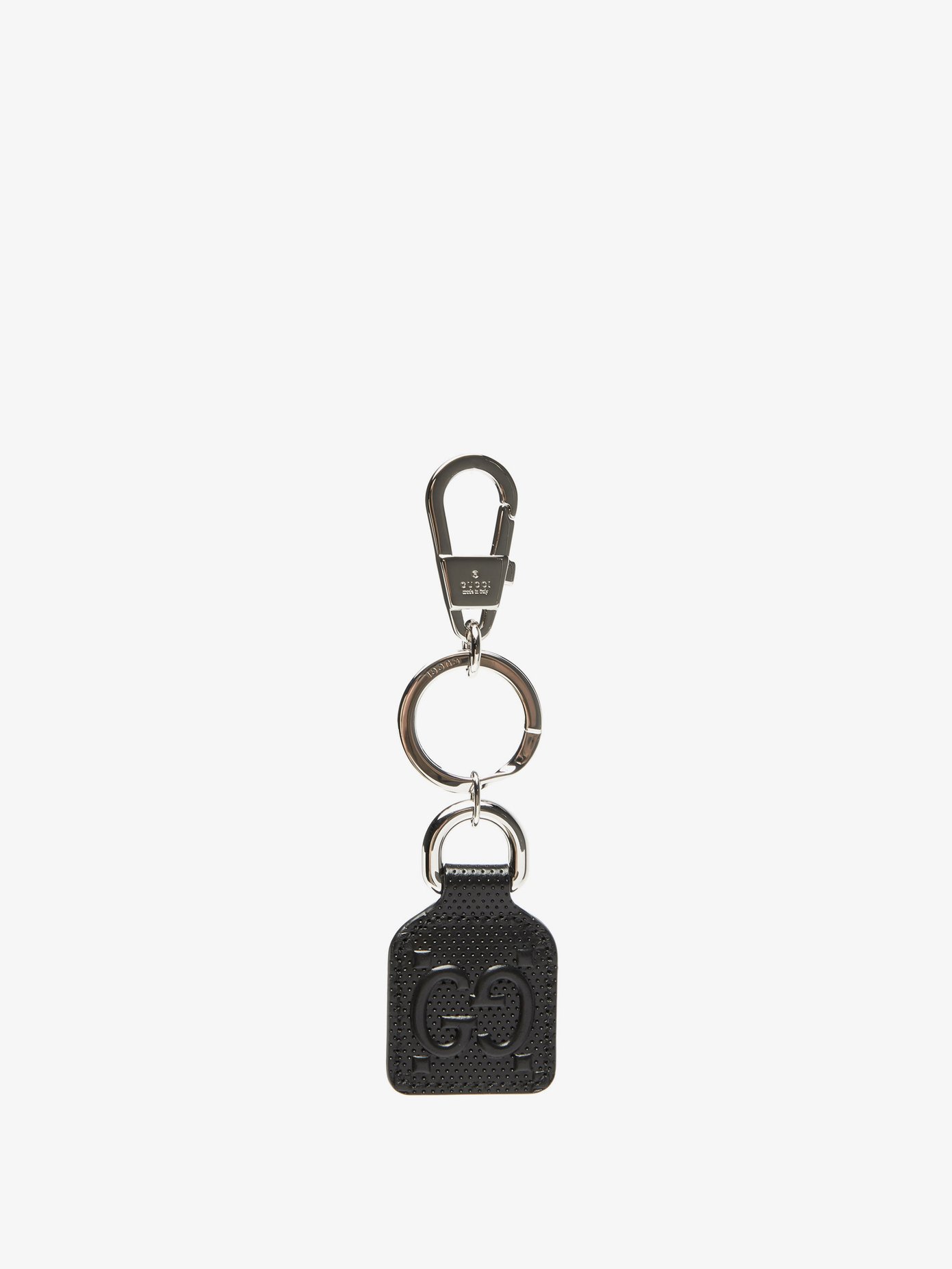 GG-monogram perforated-leather key ring 