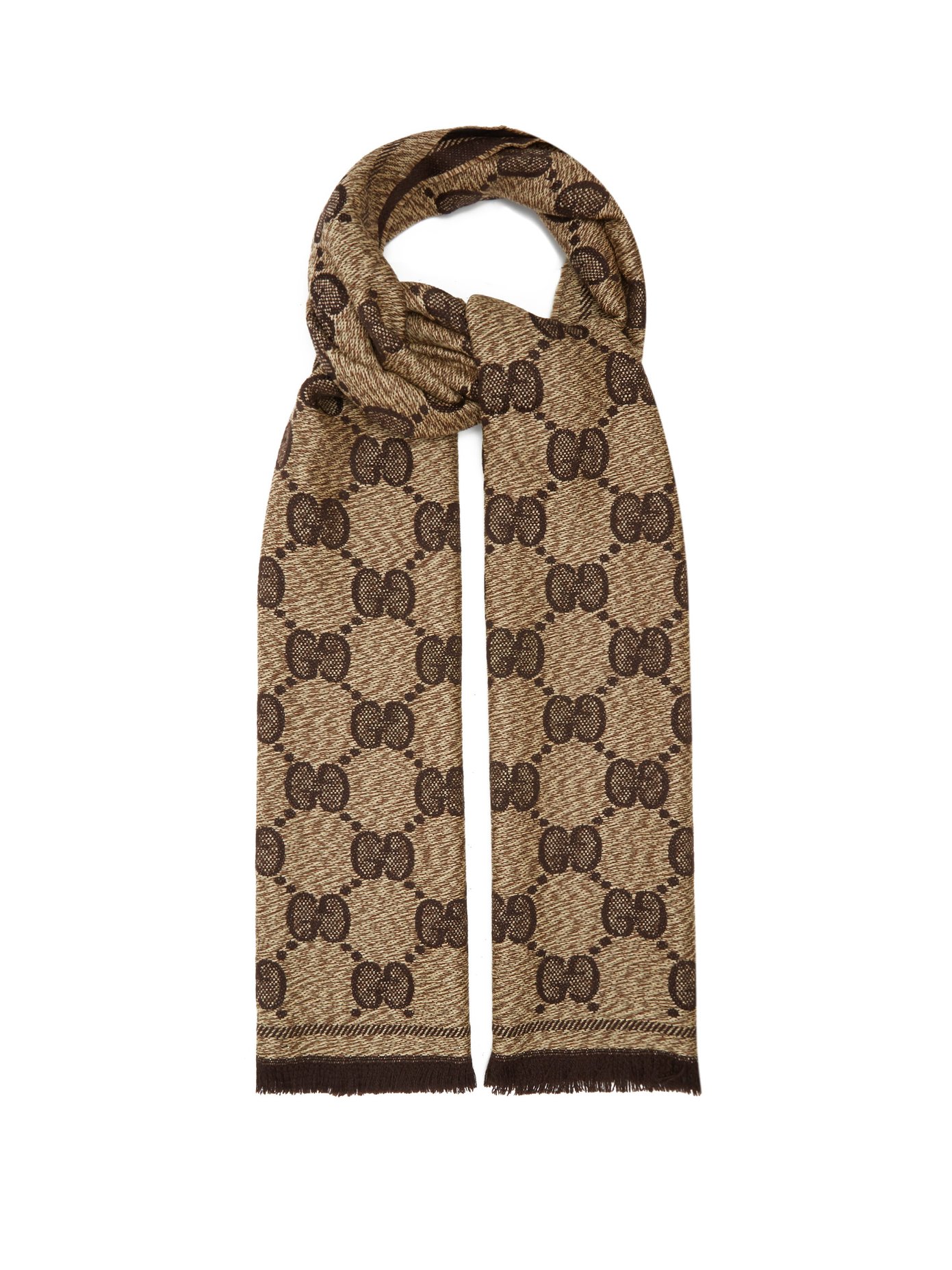 GG-monogram intarsia wool scarf | Gucci 
