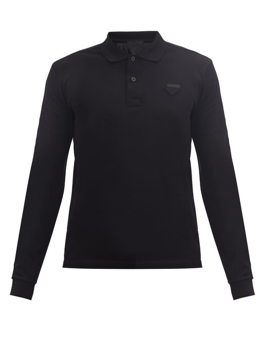 Cotton-jersey long-sleeved polo shirt 