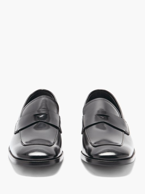 Spazzolato-leather penny loafers 