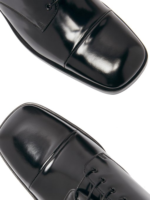 prada spazzolato leather derby shoes