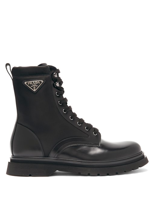 laced leather booties prada