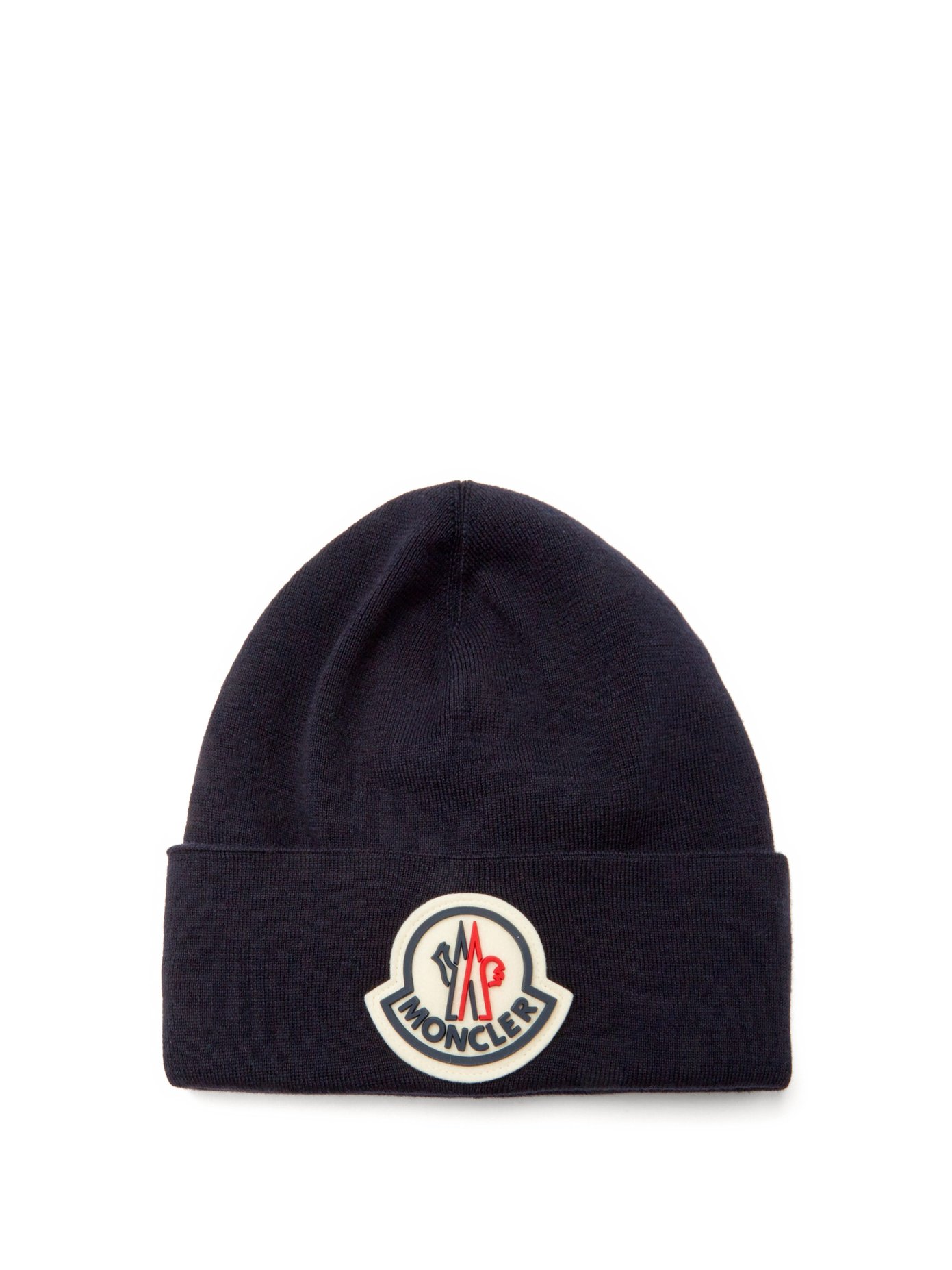 Logo-patch wool-jersey beanie hat 