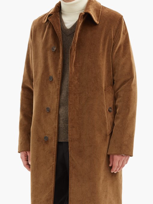 Point-collar cotton-corduroy coat 