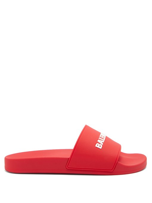 red balenciaga slides