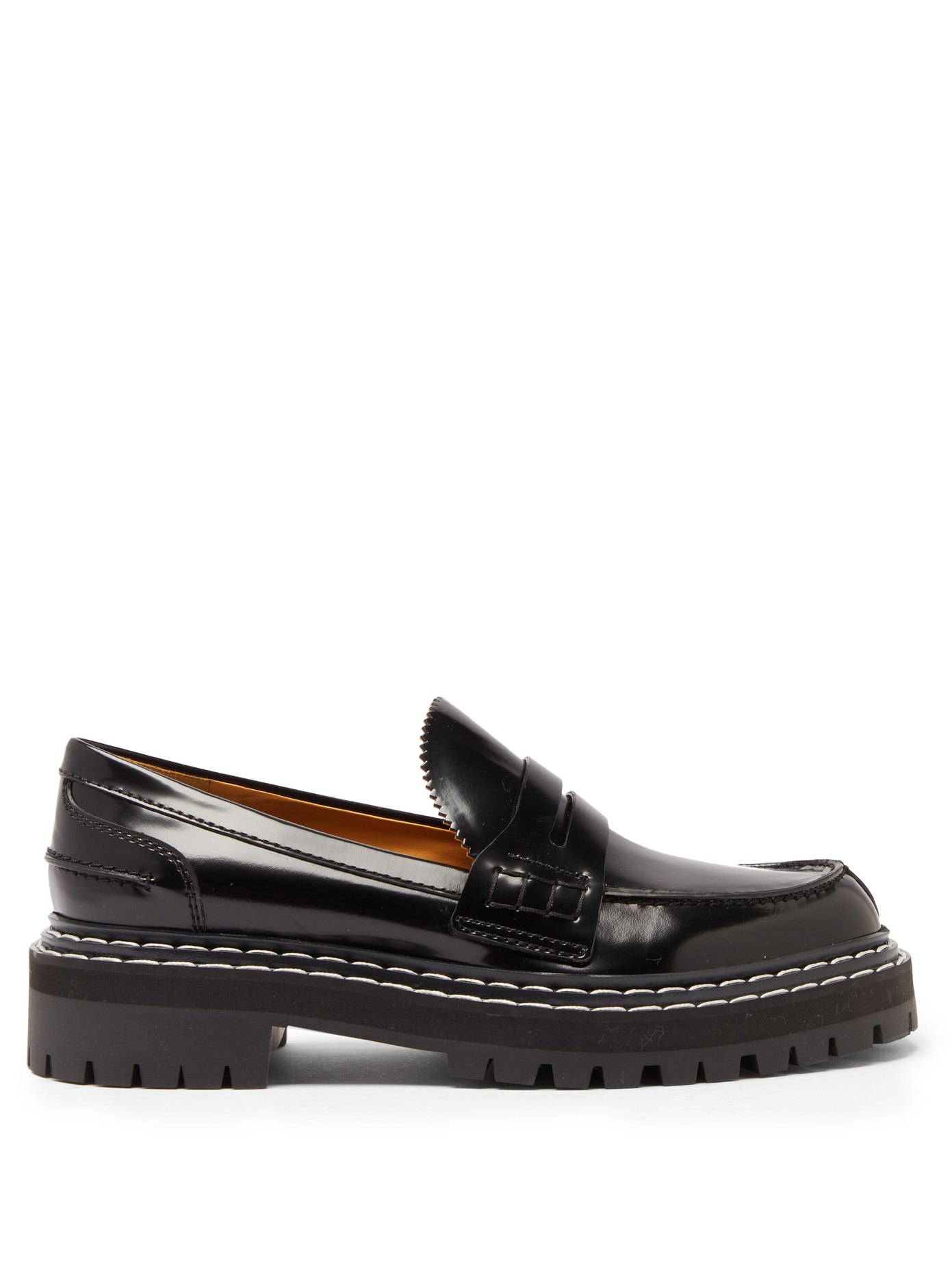 Topstitched patent-leather loafers 