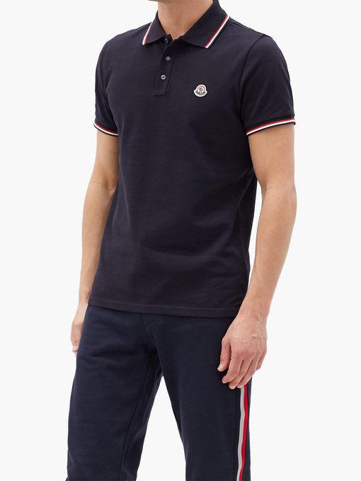 moncler logo patch polo shirt