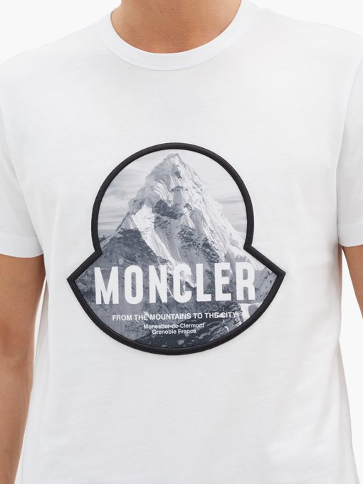 Mountain Logo Print Cotton T Shirt Moncler Matchesfashion Uk