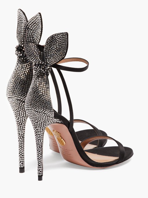 Bow Tie 105 crystal-embellished satin sandals | Aquazzura ...
