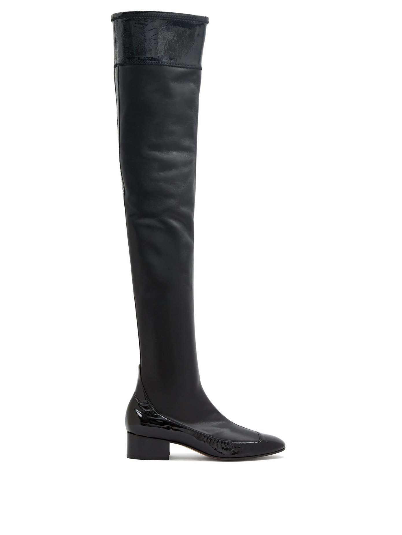 boots over knee leather