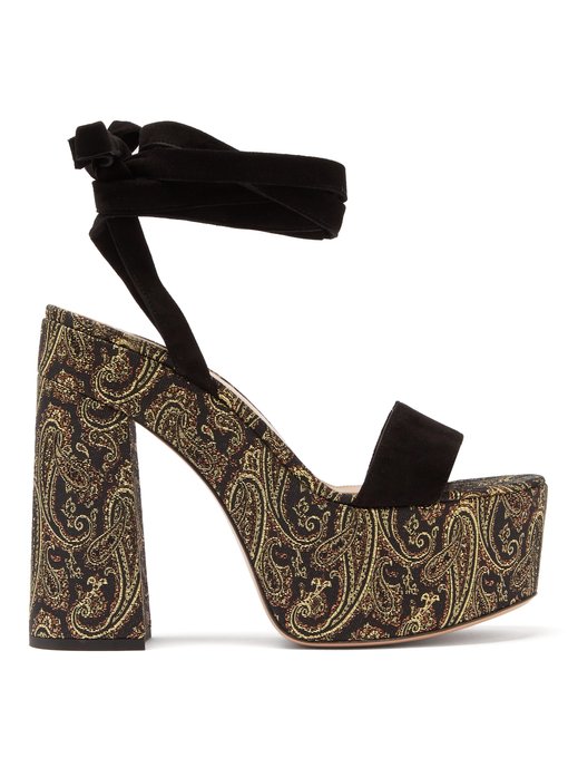 paisley block heels