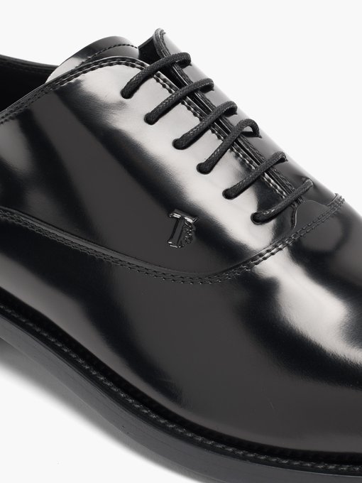 black leather oxford low quarter shoes